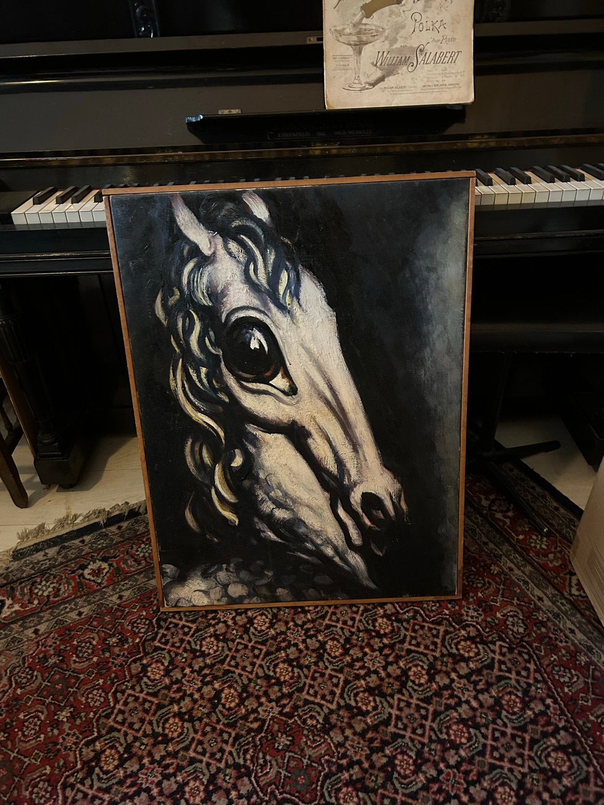 Olieverfschilderij paardenhoofd jaren 30, Ophalen of Verzenden