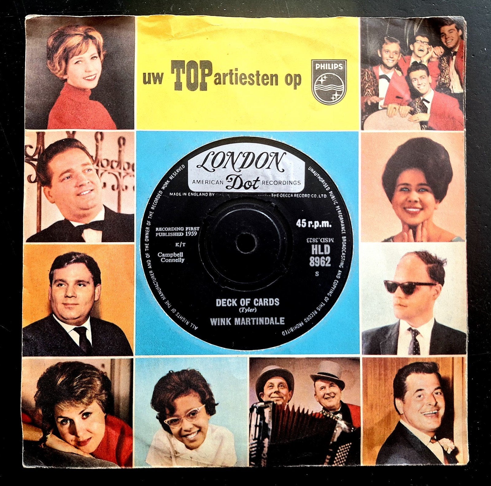 7"/SINGLE  WINK MARTINDALE - Deck Of Cards, Ophalen of Verzenden, Gebruikt, Nederlandstalig