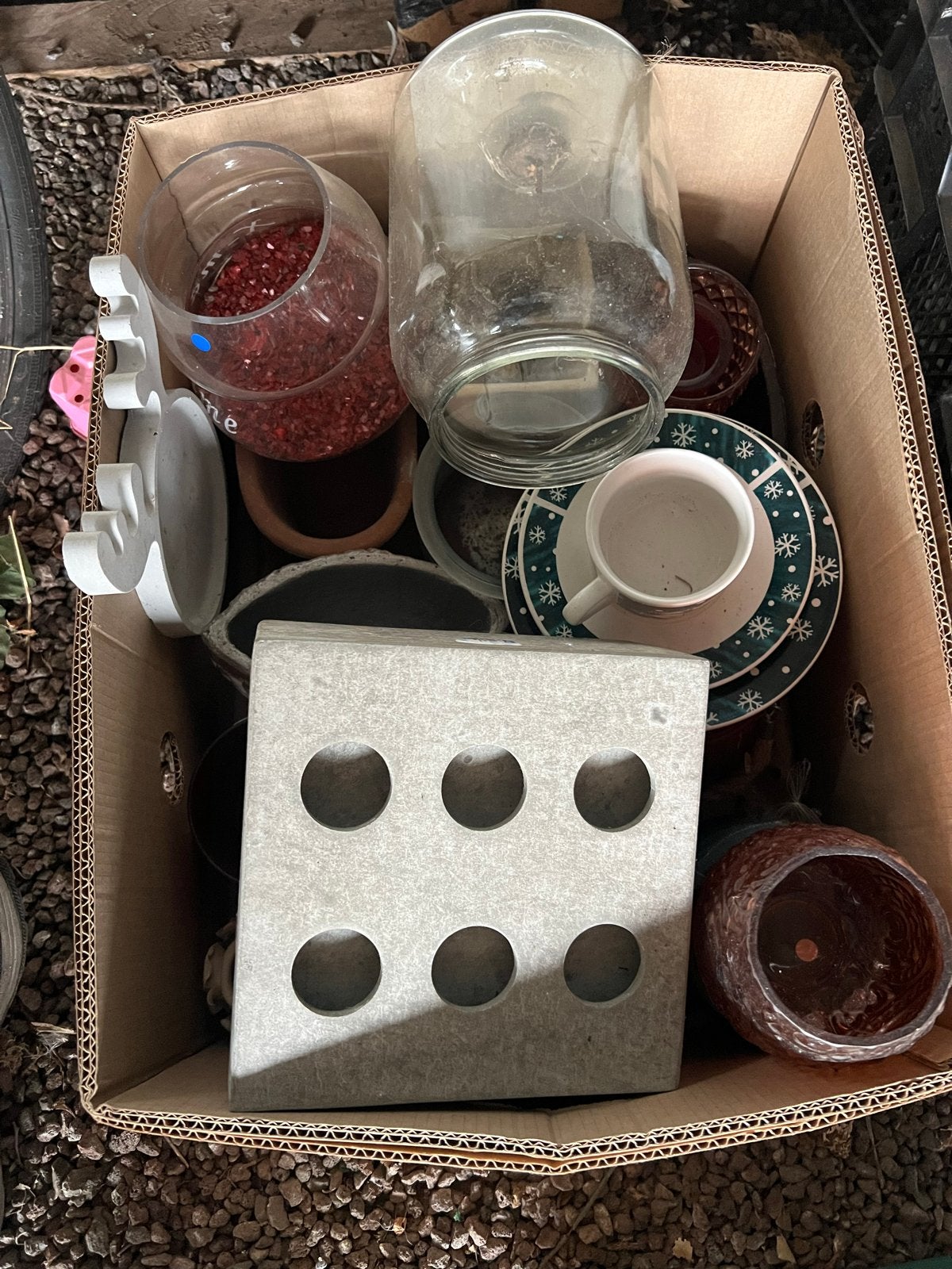 Diverse decoratie en potten - Glas, Keramiek, Steen, Ophalen, Gebruikt, Meerkleurig, Overige stijlen