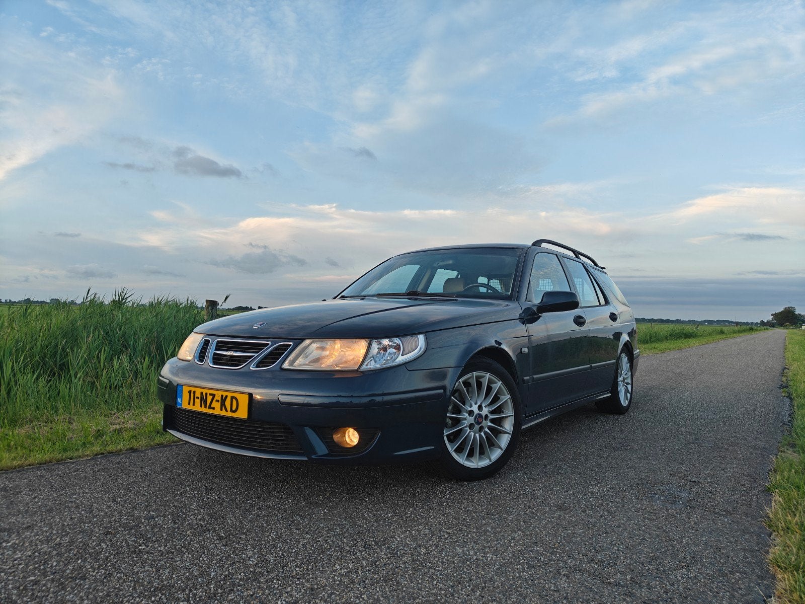 Saab 9-5 2.3 Turbo Aero Estate AUT 2004 Blauw, Auto's, 1800 kg, 4 cilinders, 2290 cc, Blauw