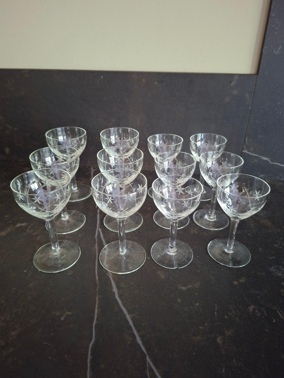 set van 12 vintage Holmegaard "Ulla" kristallen glaasjes, Ophalen of Verzenden
