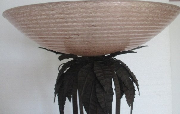 art deco smeedijzeren vloerlamp Daum, Murano coup, Ophalen