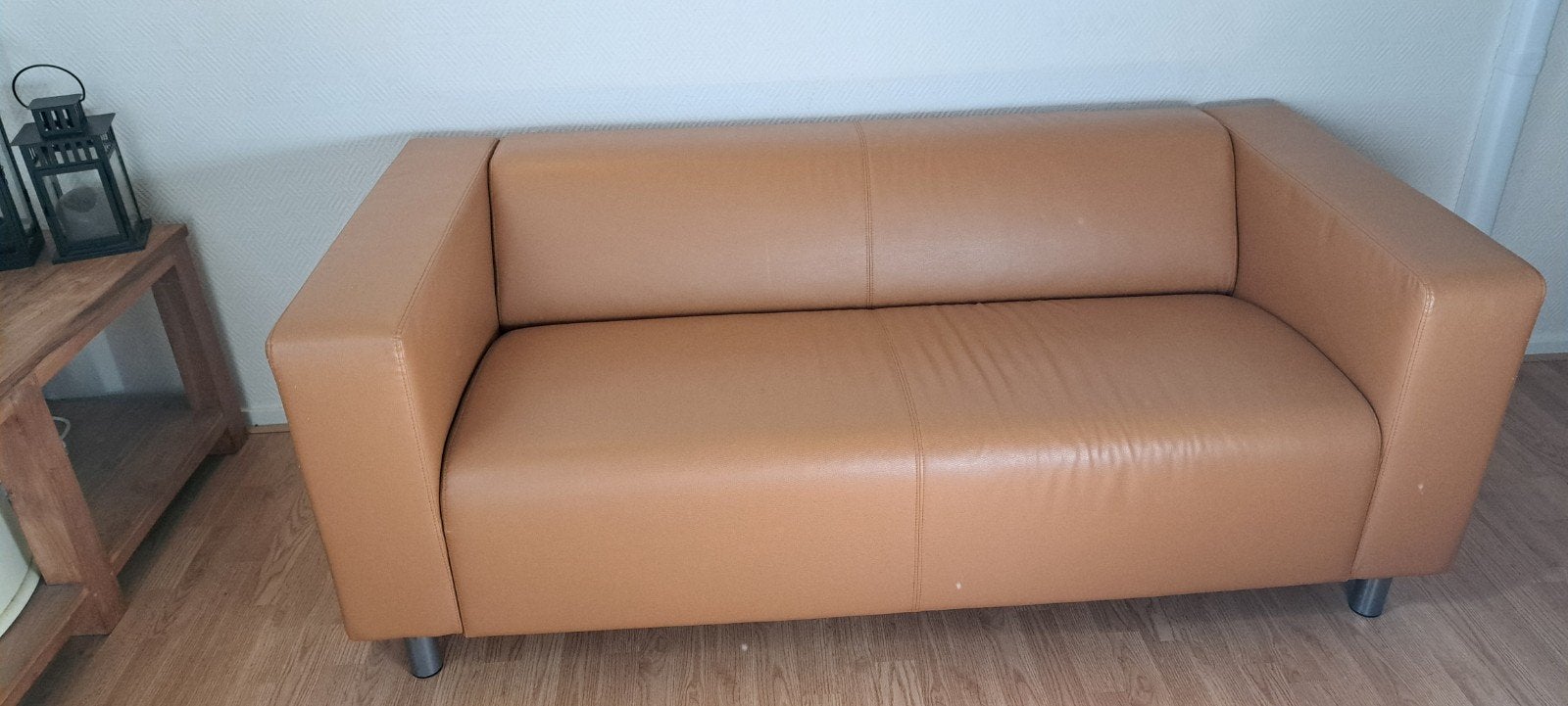 Ikea Klippan cognac kleur, Huis en Inrichting, Banken | Bankstellen, Ophalen, Kunststof, Gebruikt, 150 tot 200 cm