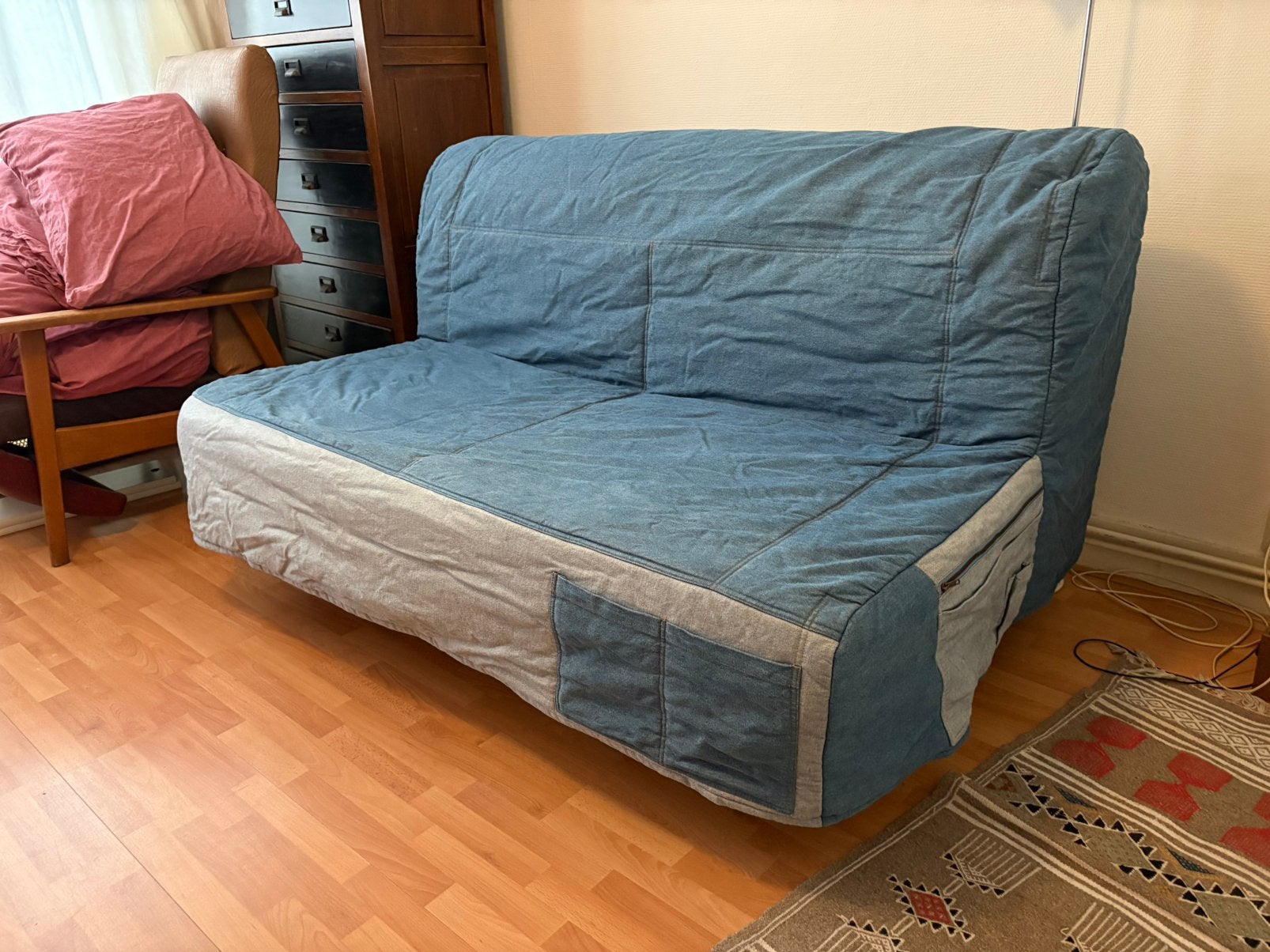 IKEA Lycksele slaapbank met hoes, Ophalen, Gebruikt, Blauw, Tweepersoons
