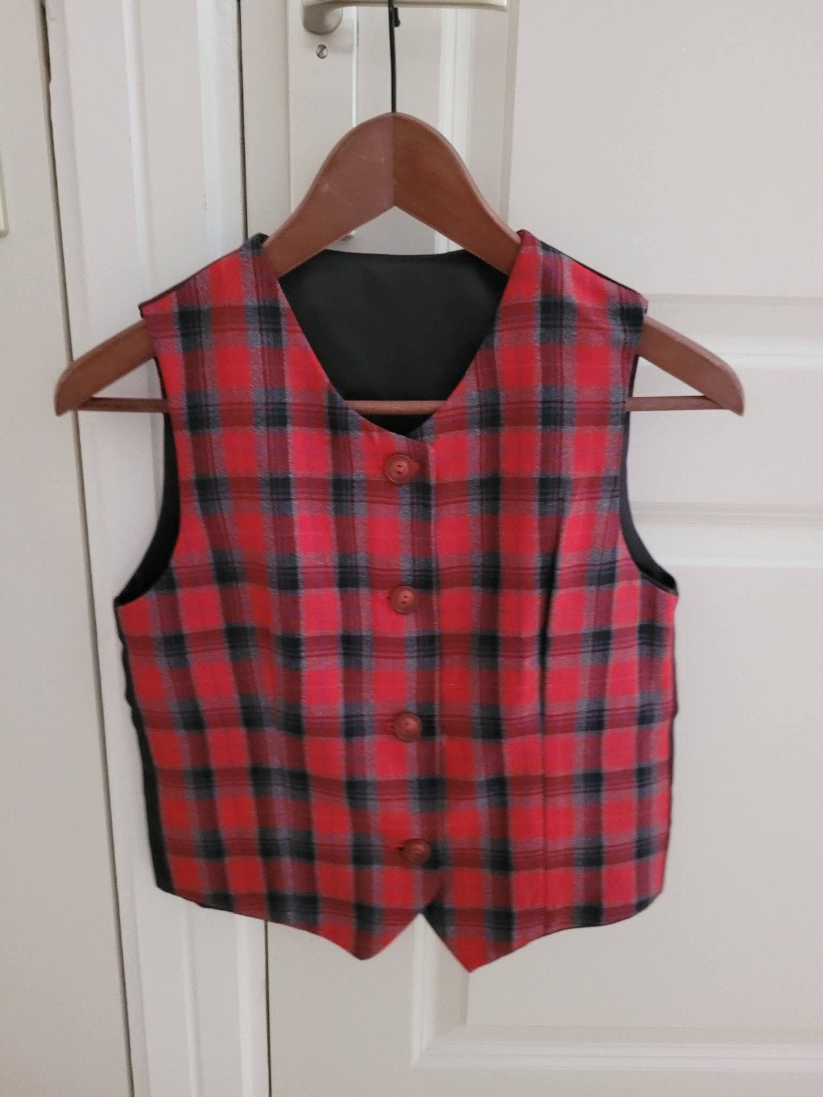 Vintage geruit gilet - maat XS  -, Verzenden, Zo goed als nieuw, Maat 34 (XS) of kleiner, Rood