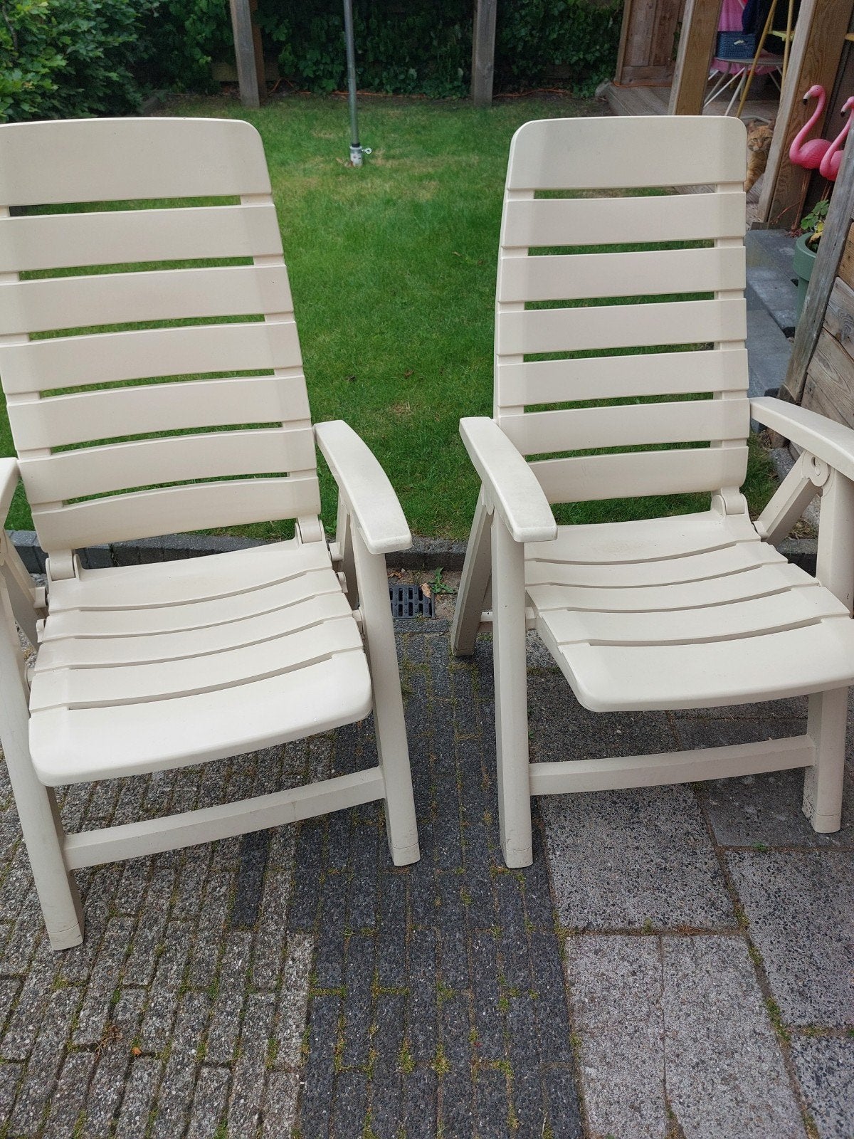 Hartman tuin stoelen beige 2x 2 st. Inklapbaar, Ophalen of Verzenden, Zo goed als nieuw, Kunststof, Inklapbaar
