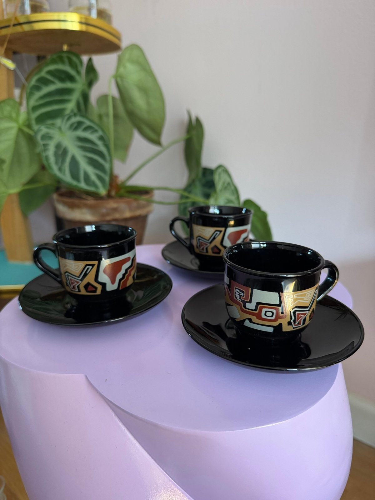 Vintage Arcoroc France Espresso Kopjes met Schotels tampico, Antiek en Kunst, Ophalen of Verzenden