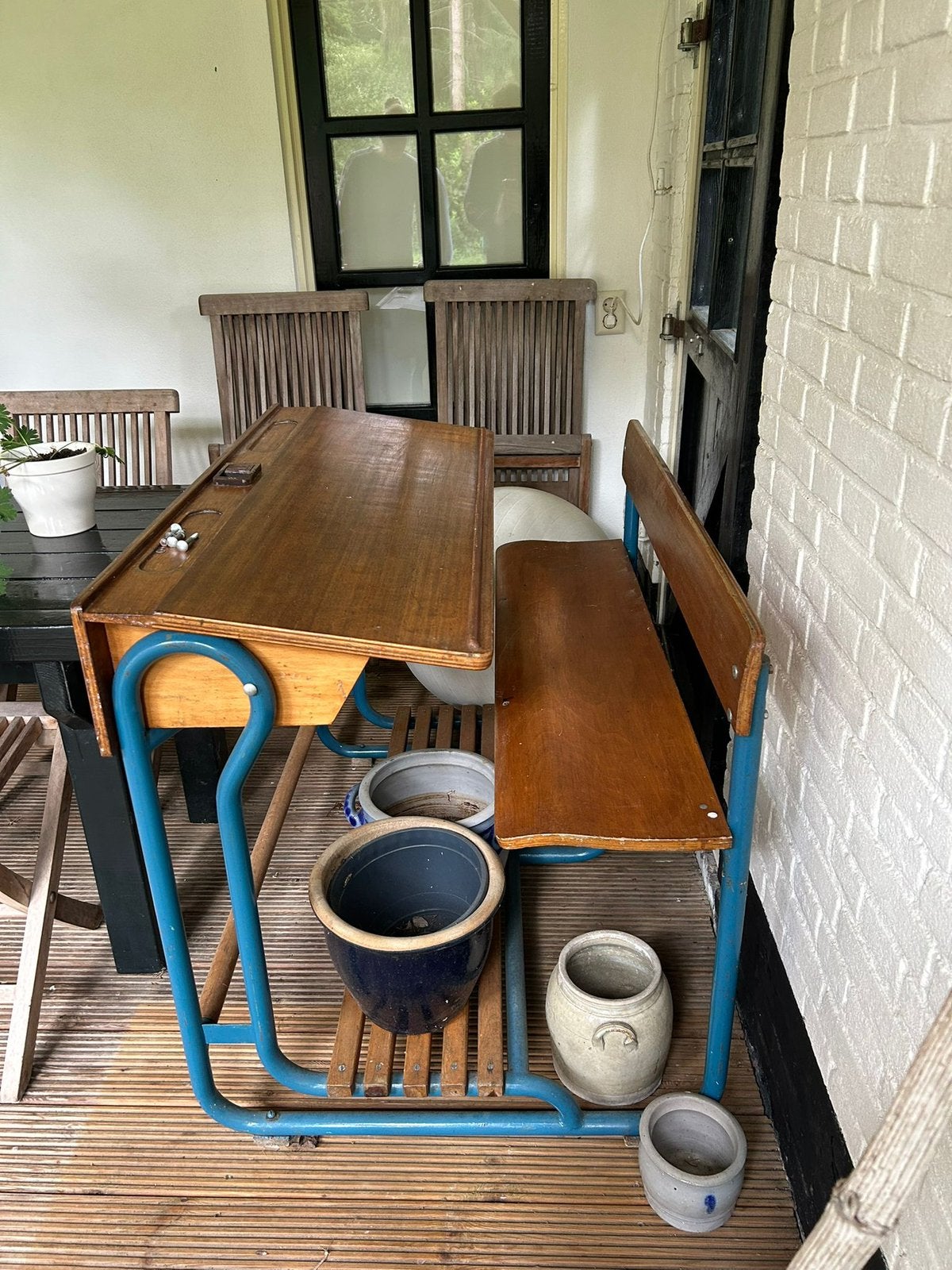 Oude lessenaar kinderen kindertafel speeltafel, Huis en Inrichting, Barren, Ophalen, Gebruikt
