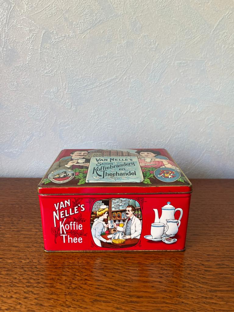 Antieke Van Nelle koffie- en theeblik, Ophalen of Verzenden, Gebruikt, Koffie, Van Nelle