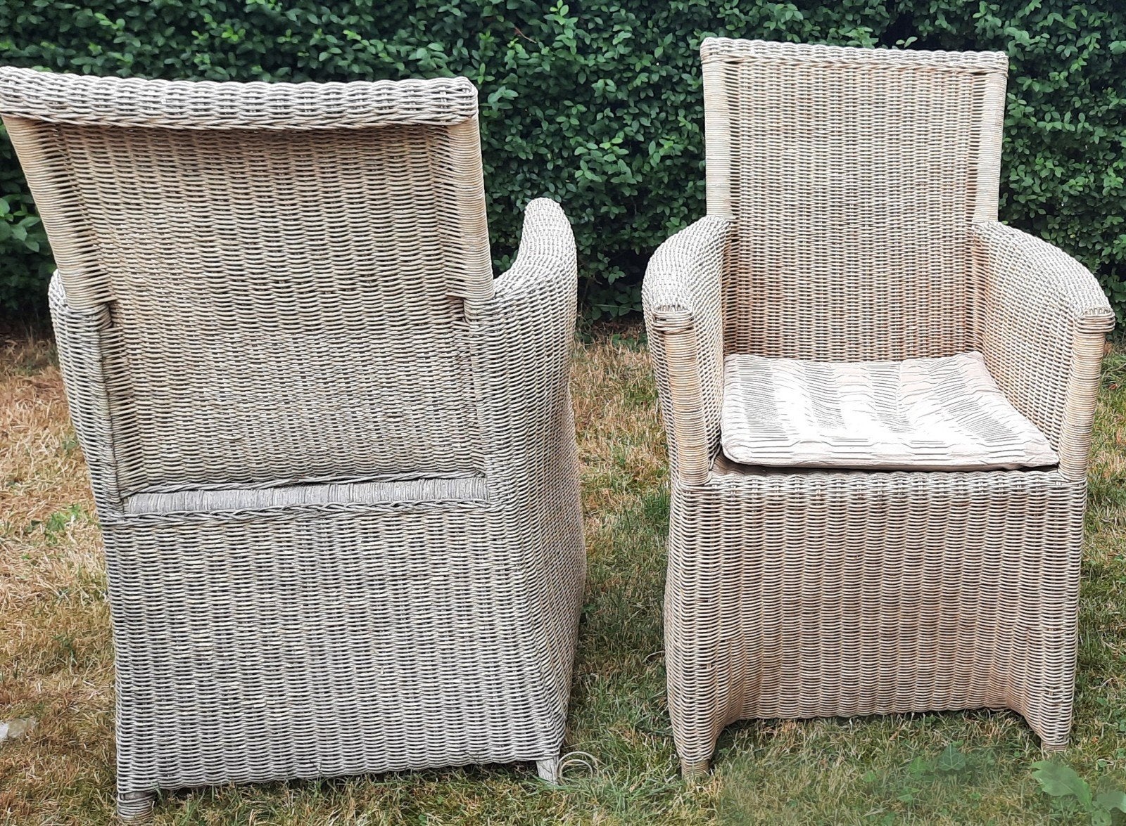 4 rieten tuinstoelen, Tuin en Terras, Ophalen, Gebruikt, Rotan