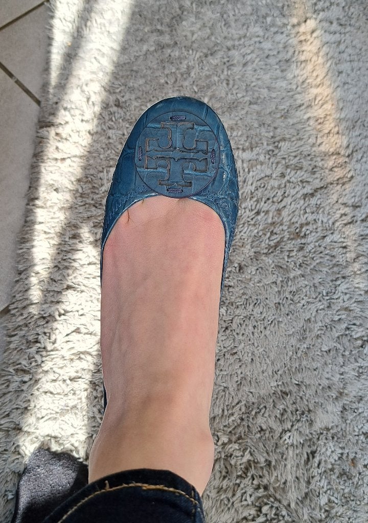 Tory Burch kobalt blauwe leren ballerina maat 38.5- 39 42190, Blauw, ., Zo goed als nieuw, Tory Burch