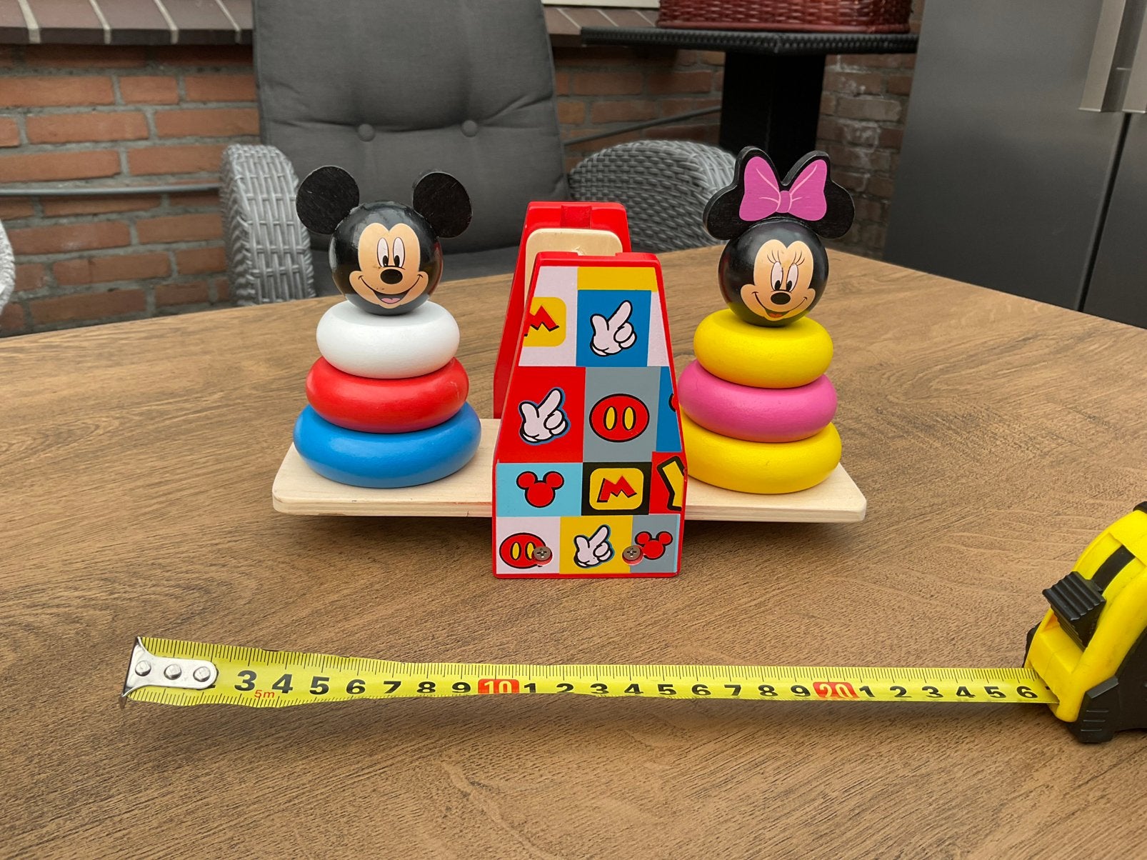 Zgan niet kapot, houten Disney Mickey Minnie Mouse speelgoed, Verzamelen, Ophalen, Mickey Mouse, Zo goed als nieuw, Beeldje of Figuurtje