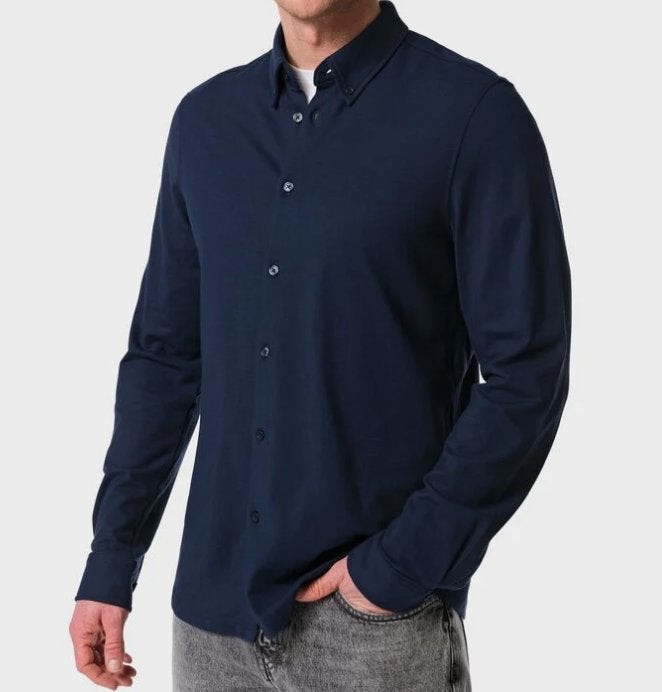 HEMA overhemd donkerblauw maat M nieuw, Hema, Blauw, Nieuw, Halswijdte 39/40 (M)