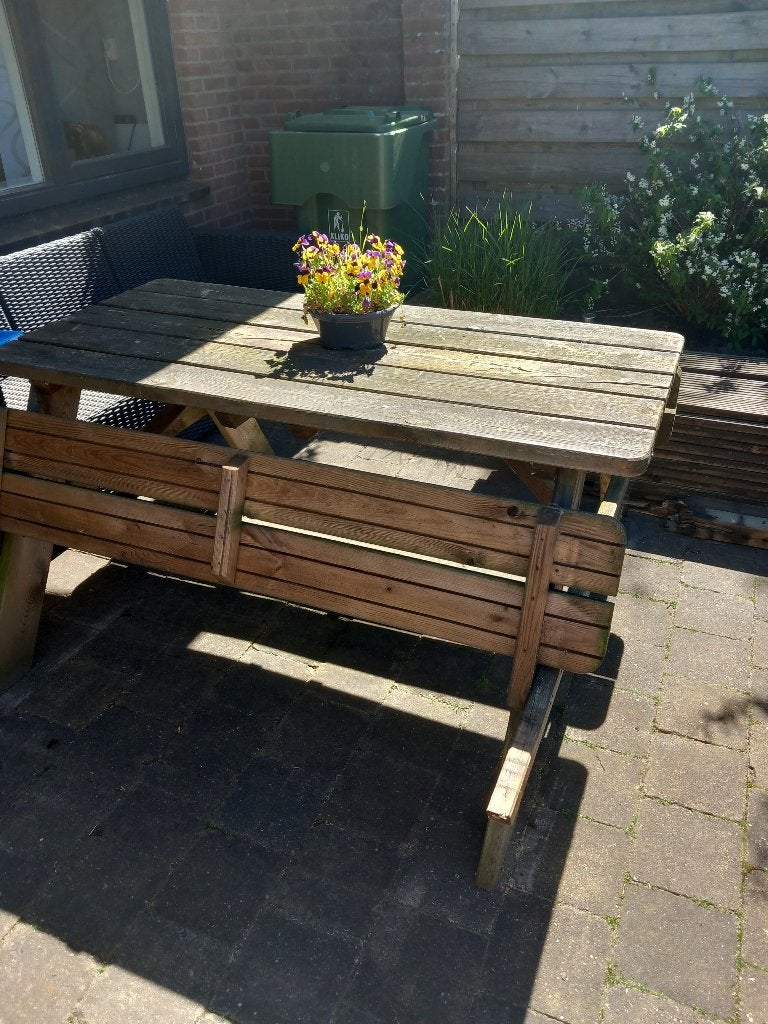Picknicktafel, Ophalen, Gebruikt, Rechthoekig, Hout