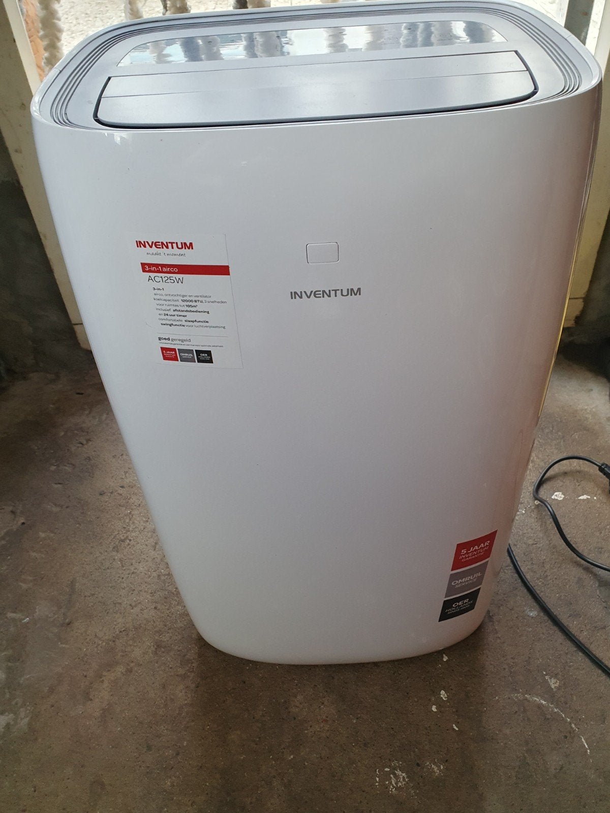 Inventum AC125W 3-in-1 Mobiele Airco - Koelen, Ontvochtigen, Ophalen, Timer, 3 snelheden of meer, Zo goed als nieuw