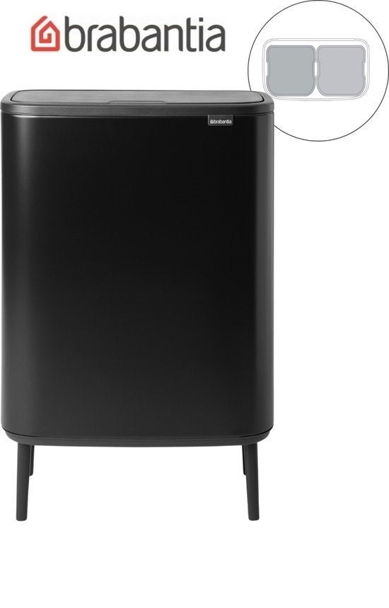 ✅NIEUW✅ Brabantia Bo Touch Bin Hi Prullenbak 2x30 liter Zwar, 40 liter of meer, Ophalen of Verzenden, Nieuw, Rvs