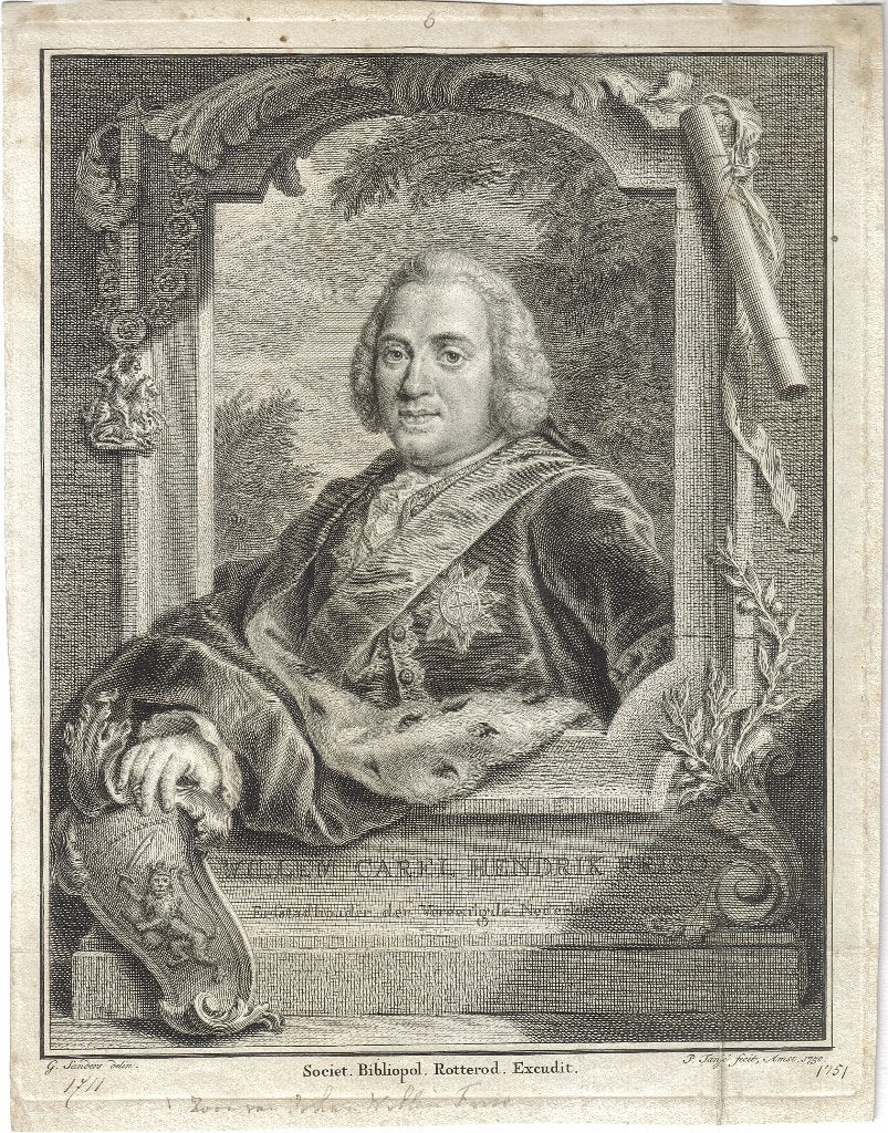 Pieter Tanjé gravure "Willem Carel Hendrik Friso", 1750, Antiek en Kunst, Kunst | Etsen en Gravures, Ophalen, Portret, 1700 - 1799