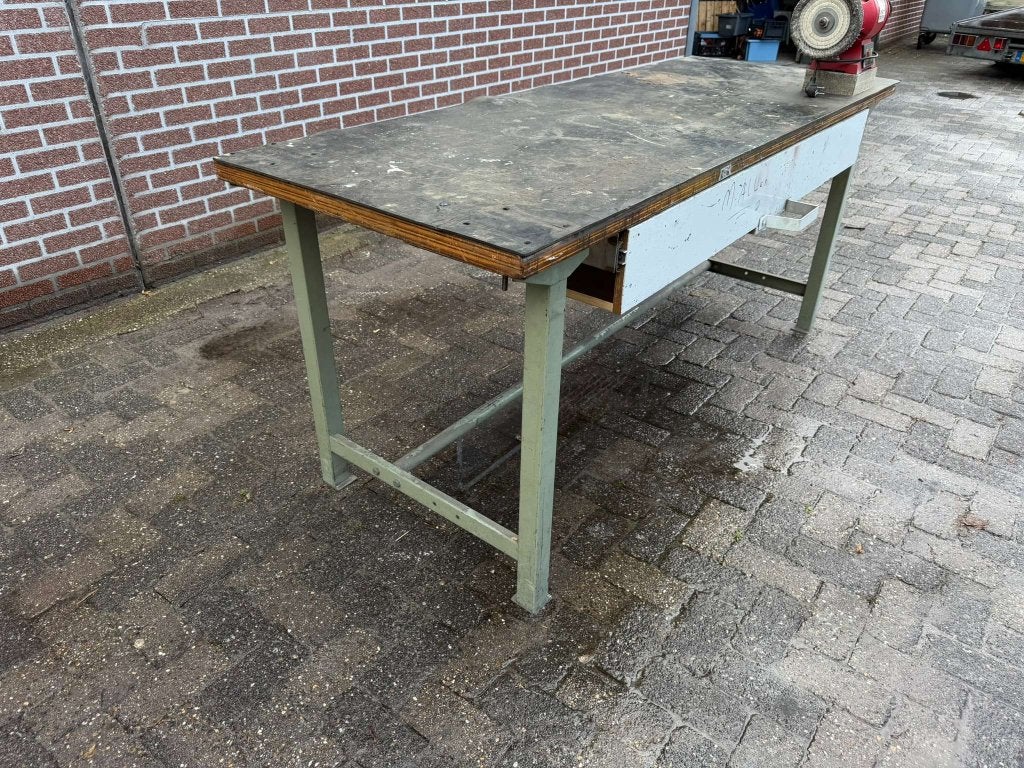 Overtoom Werkbank met Lade Beuken werkblad polijstmachine, Niet ingevuld, Gebruikt, 70 tot 120 cm, Niet ingevuld
