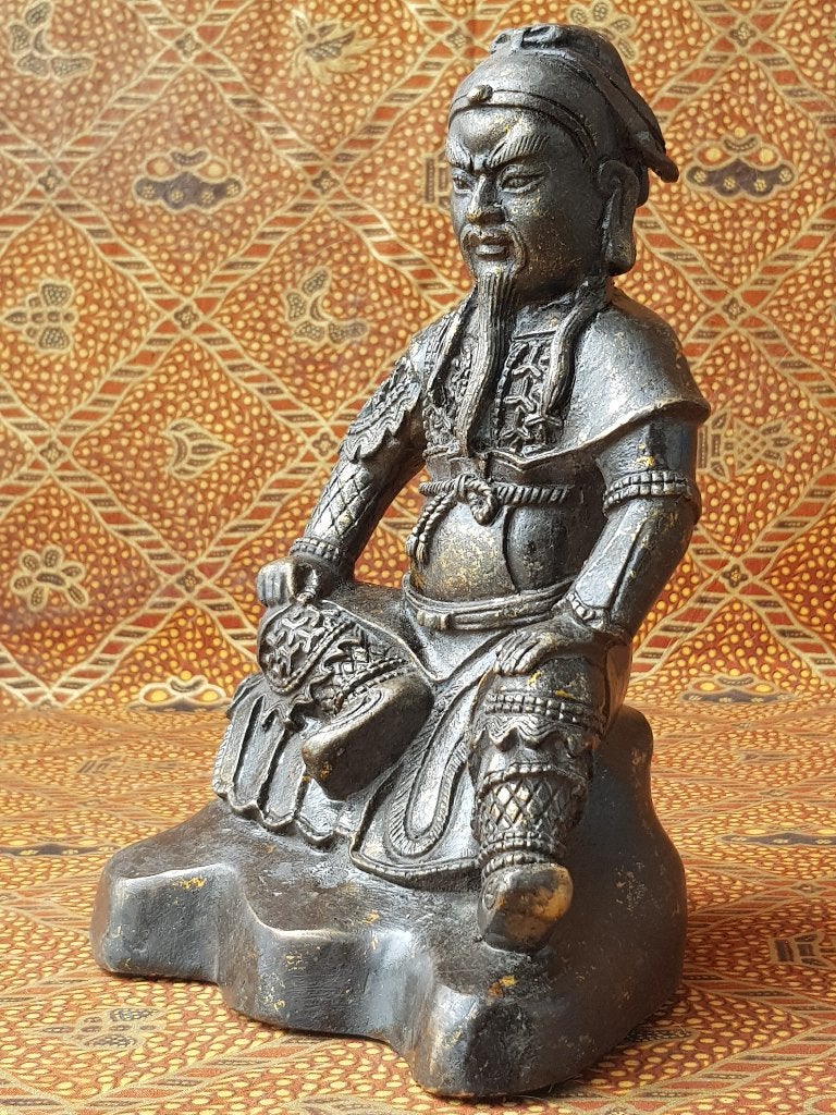 Prachtig antiek Chinees brons beeld van een krijger 20,5 cm., Antiek en Kunst, Handgemaakt, Ophalen of Verzenden, China, Brons