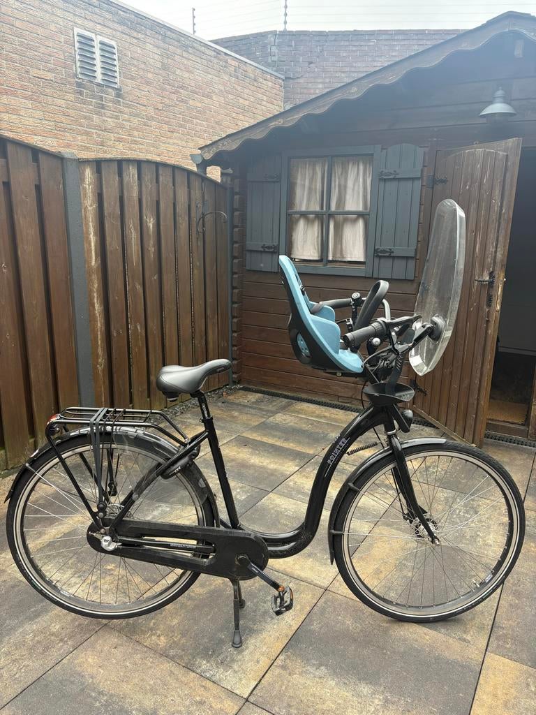 Pointer Noflik Ride Moederfiets met kinderzitje 28 inch 3v, Gebruikt, Versnellingen, 50 tot 53 cm, 1 zitje
