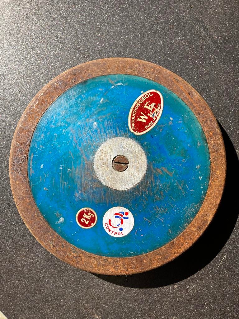 Vintage Discus Werpschijf 2kg - Atletiek Sportuitrusting, Ophalen of Verzenden, Gebruikt