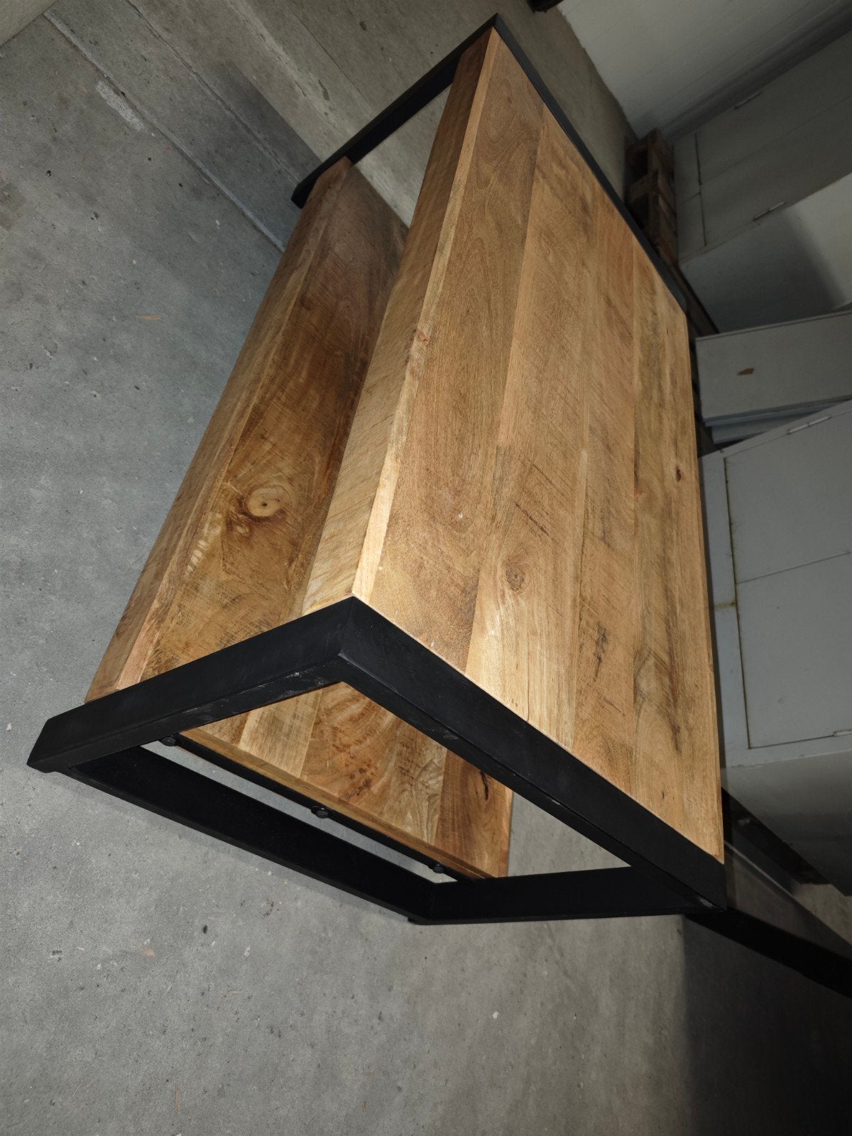 brith salontafel met onderleg, Industrie, Zo goed als nieuw, 75 cm of meer, Rechthoekig