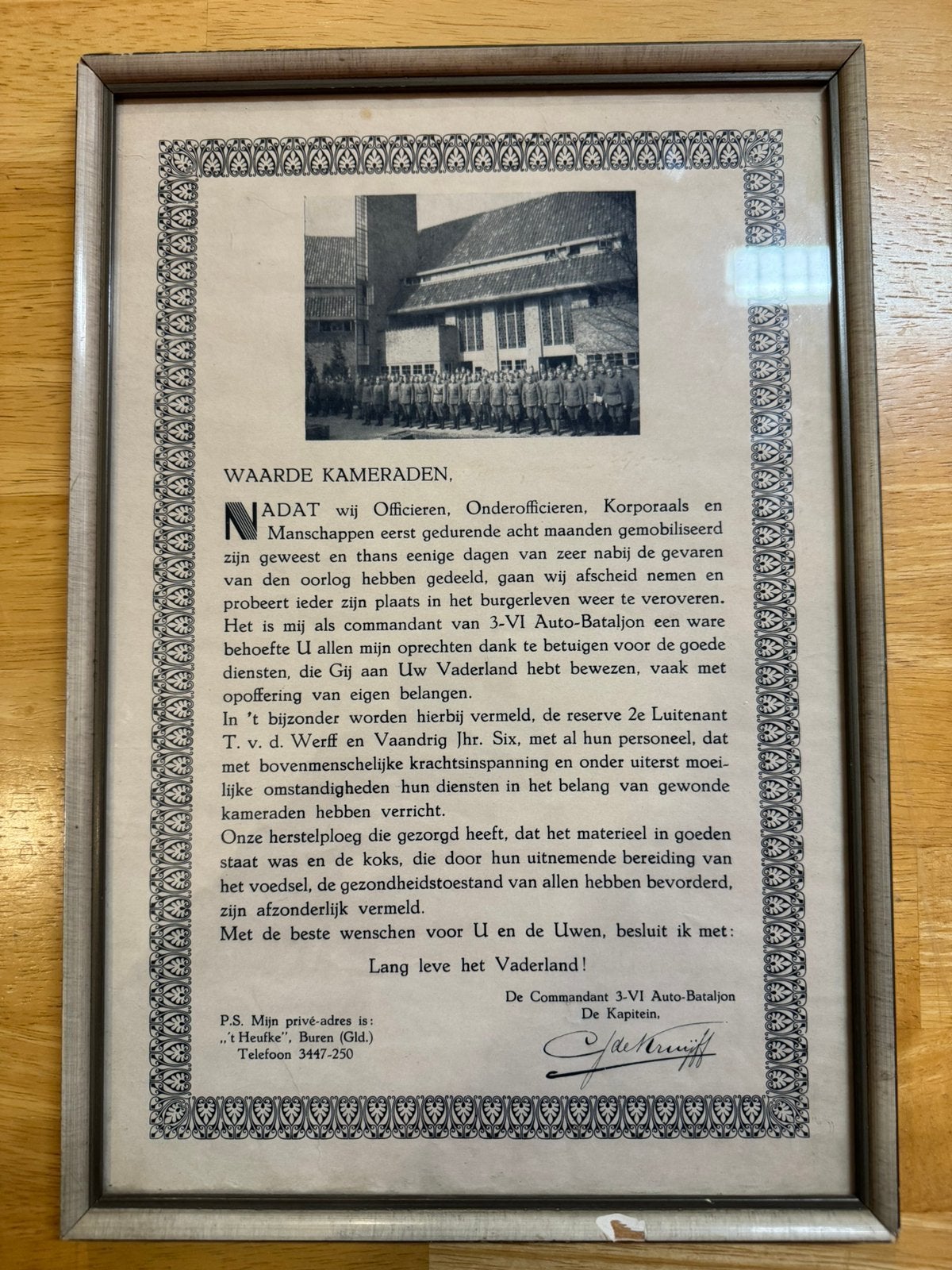 Twee Wereldoorlog brief ingelijst, Ophalen, A, Foto of Poster, Nederland