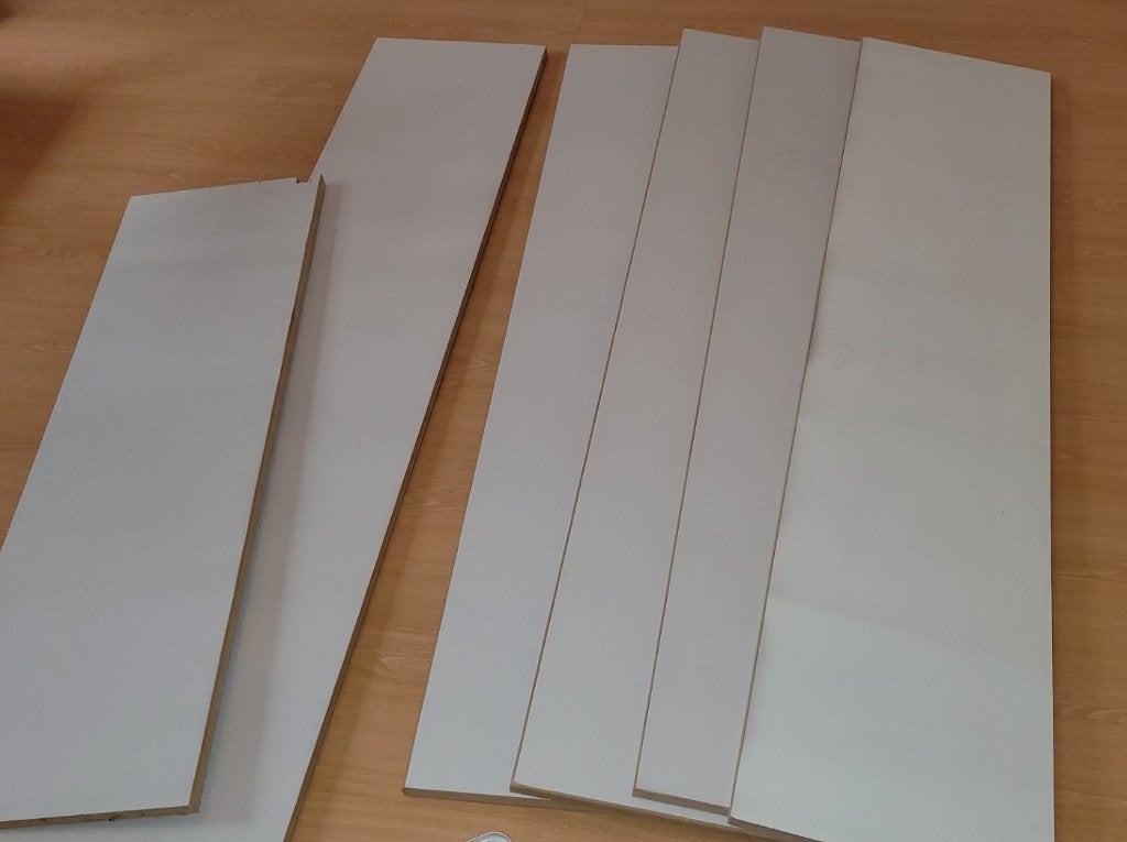 6 mdf planken 30 cm breed met 20 plankdragers, Ophalen, Gebruikt, Minder dan 25 mm, Plank