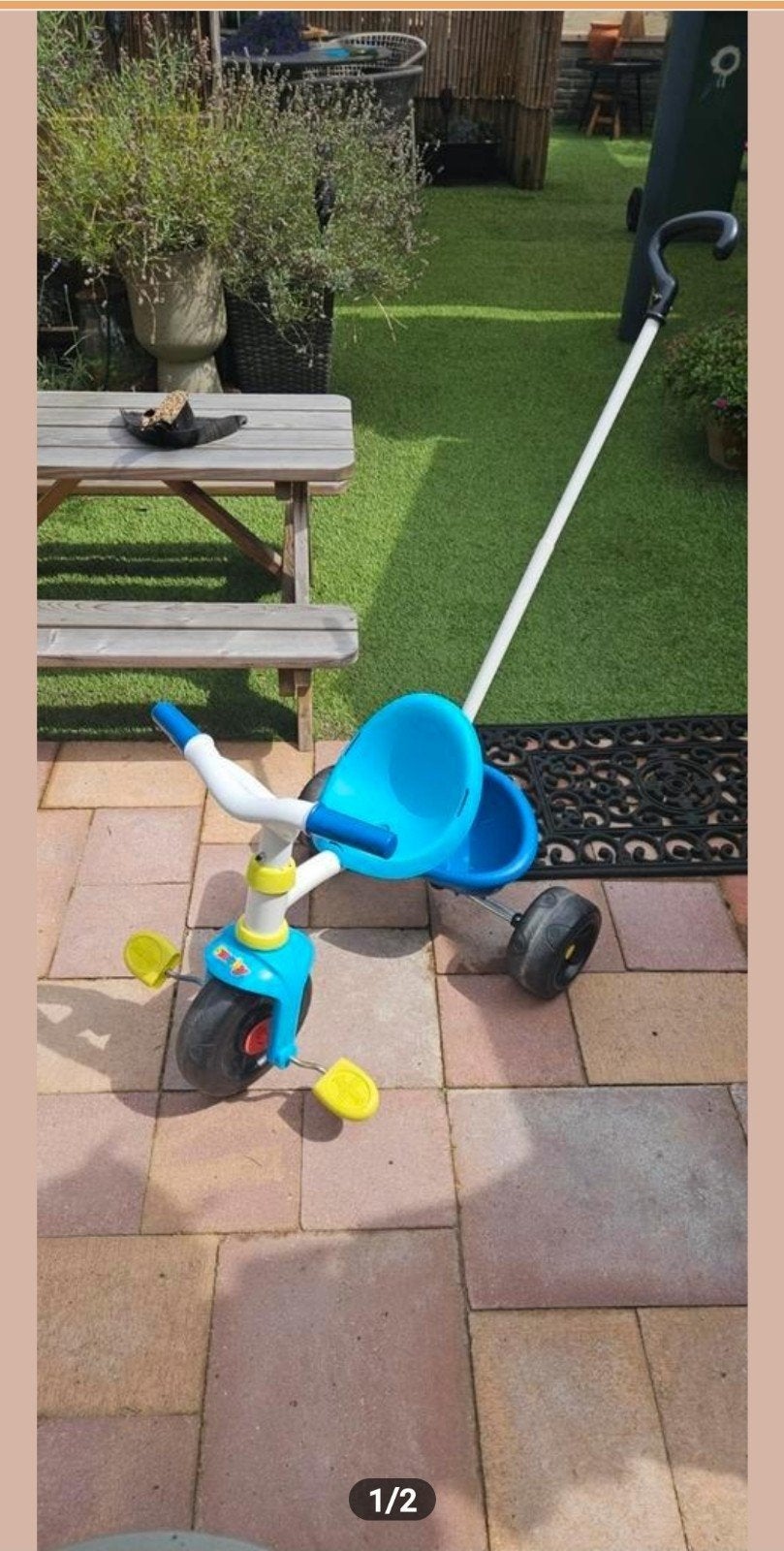 Smoby driewieler met stang, Fietsen en Brommers, Fietsen | Driewielers, Gebruikt, Duwstang, Ophalen