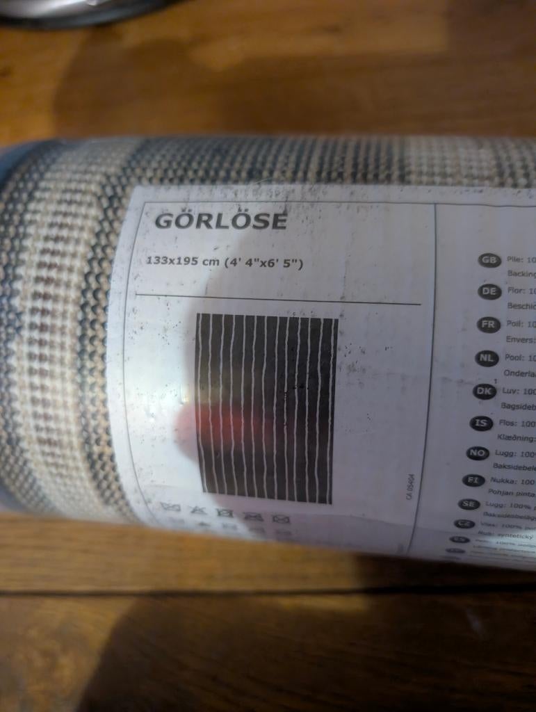IKEA GORLOSE Vloerkleed 133x195 cm Zwart/Wit - Nieuw, Ophalen, 100 tot 150 cm, Zwart, Nieuw