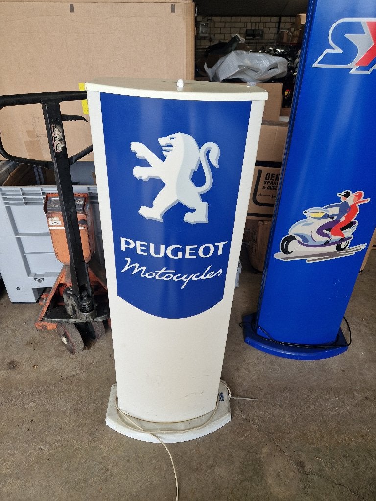 scooter reclame bord , dealer sign , lichtbak peugeot, Ophalen, Gebruikt, Overige typen, Peugeot