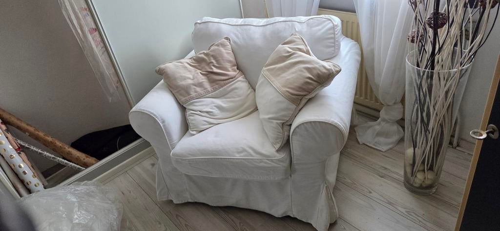 Ikea Ektorp fauteuil met witte hoezen, Huis en Inrichting, Banken | Sofa's en Chaises Longues, Ophalen, Gebruikt, Eenpersoons