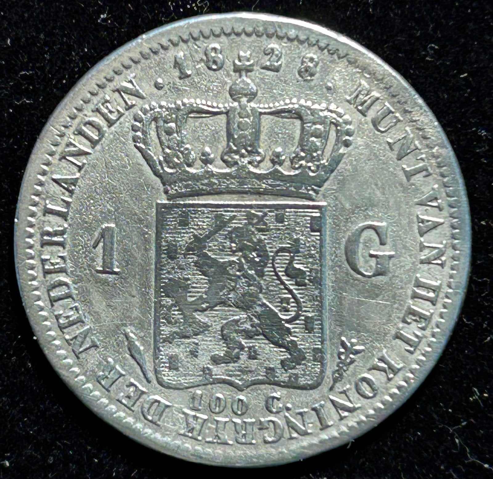 1 gulden 1828 zeldzaam, Postzegels en Munten, Munten | Nederland, 1 gulden, Zilver, Ophalen of Verzenden, Koning Willem I