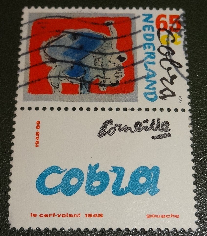 COBRA -1409 - 1988 - Gouache 'Le Cerf-Volant' tab - PNe01-10, Postzegels en Munten, Postzegels | Nederland, Verzenden, Na 1940