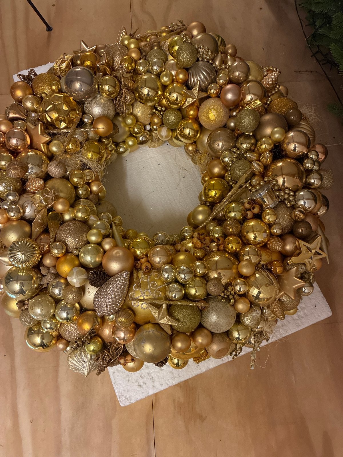 Grote gouden kerstkrans, Ophalen of Verzenden