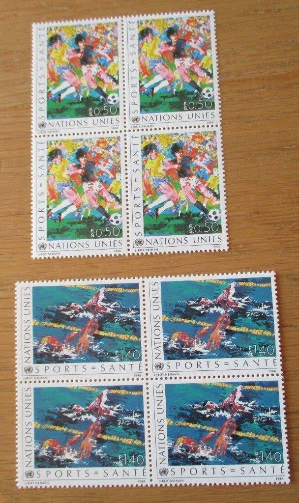 VN Genève, serie Sportpromotie, in blokjes van vier, 1988, Verzenden, Postfris, Sport