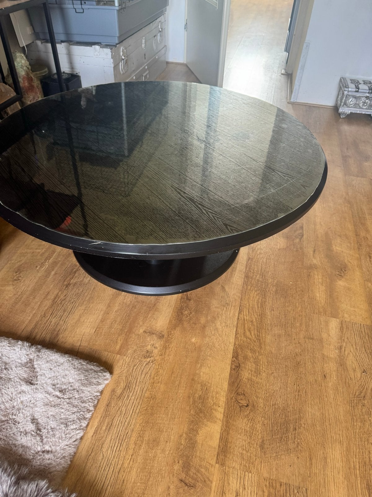 Zwarte Ronde salontafel (Massief hout), Ophalen, Overige materialen, Gebruikt, Rond