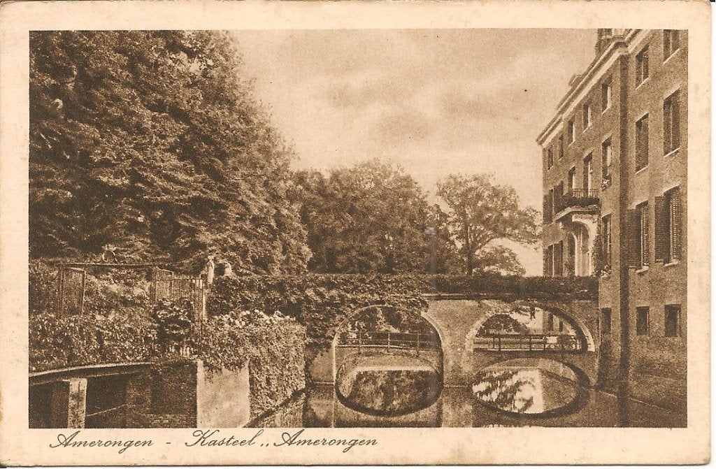 Oude ansichtkaart Kasteel Amerongen, Utrecht (1920), Verzamelen, Ophalen of Verzenden, 1920 tot 1940, Ongelopen, Utrecht