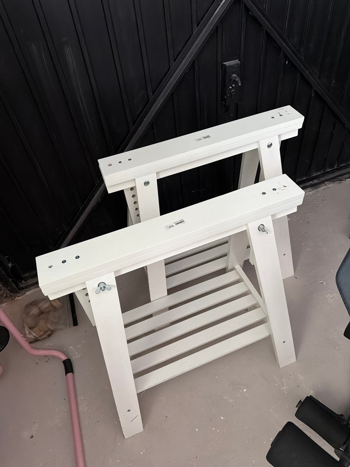 IKEA schragen voor tafelblad 80 cm diep, lichte schade, Ophalen, Tafelpoot, Gebruikt, 50 tot 100 cm