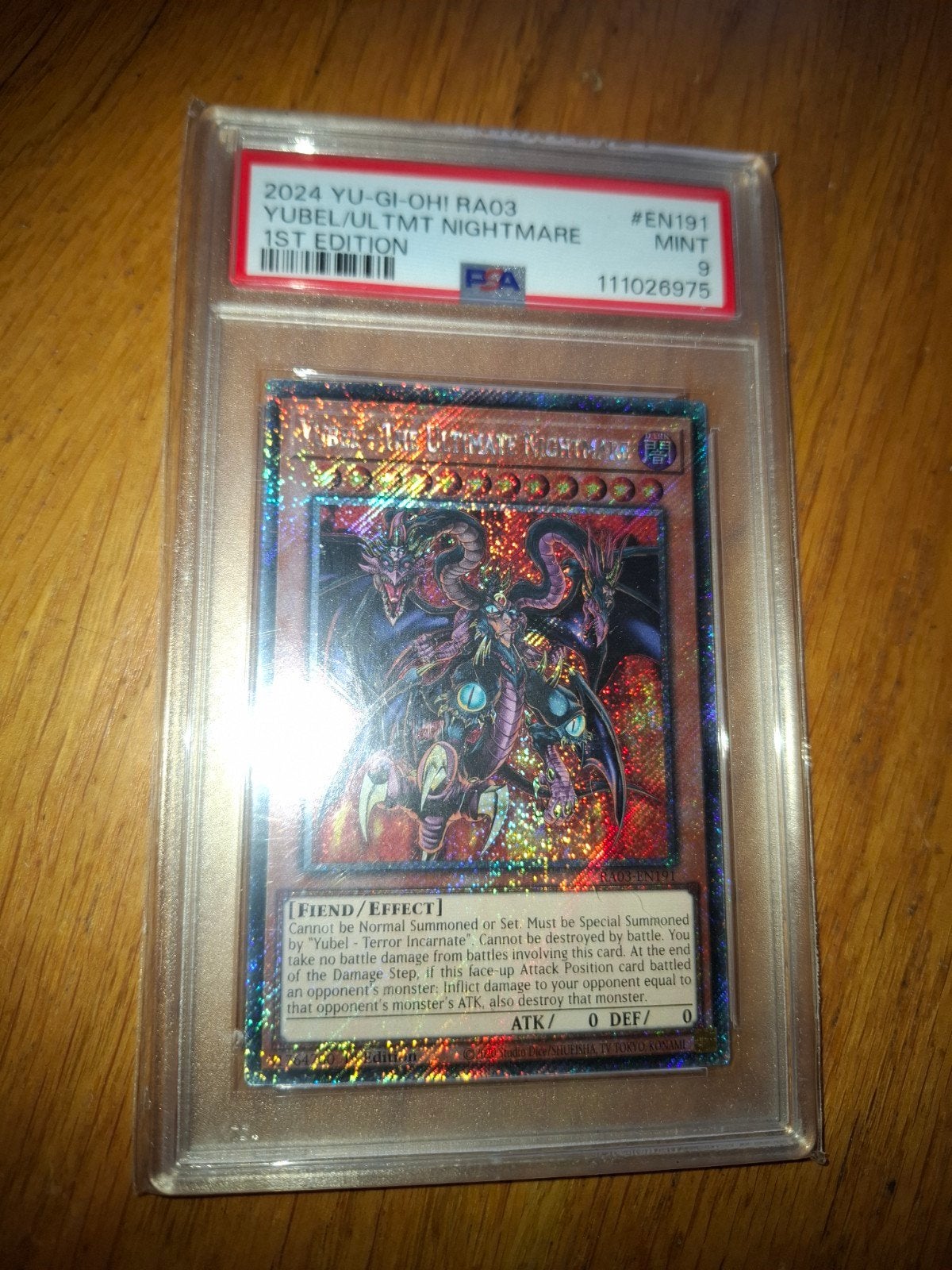YUBEL ULTIMATE NIGHTMARE RA03 1ST EDITION MINT 9 PSA, Hobby en Vrije tijd, Verzamelkaartspellen | Yu-gi-Oh!, Ophalen of Verzenden