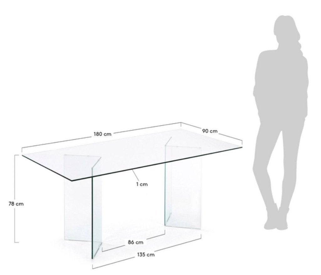 Burano glass dining table clear with chairs (optional), Clear glass, Nieuw, Glas, Vijf personen of meer