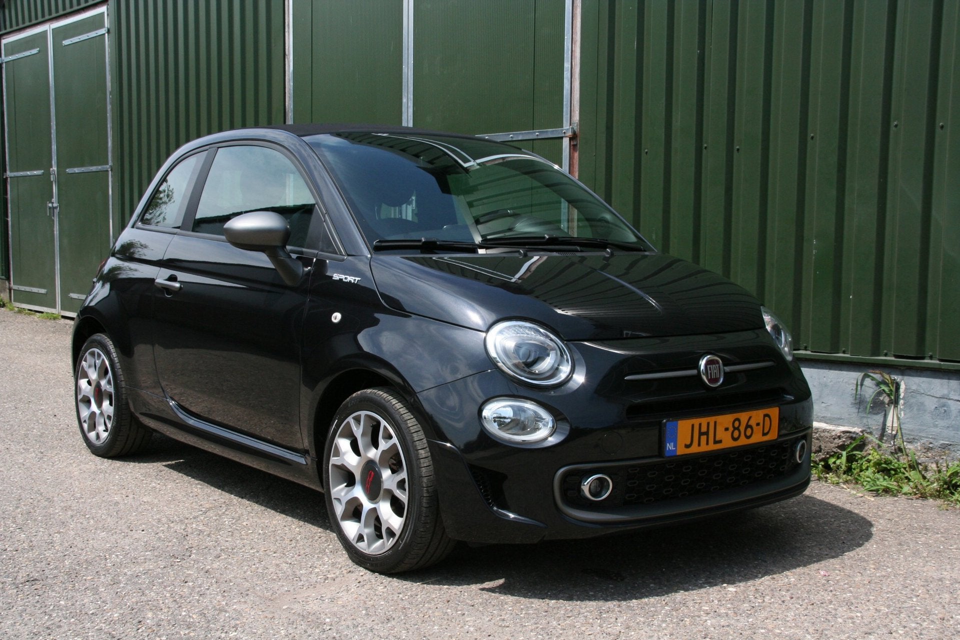 Fiat 500C 1.0 Hybrid Sport, AIRCO, NAVIGATIE, HALF LEER., Gebruikt, Cabriolet, 4 stoelen, Leder en Stof