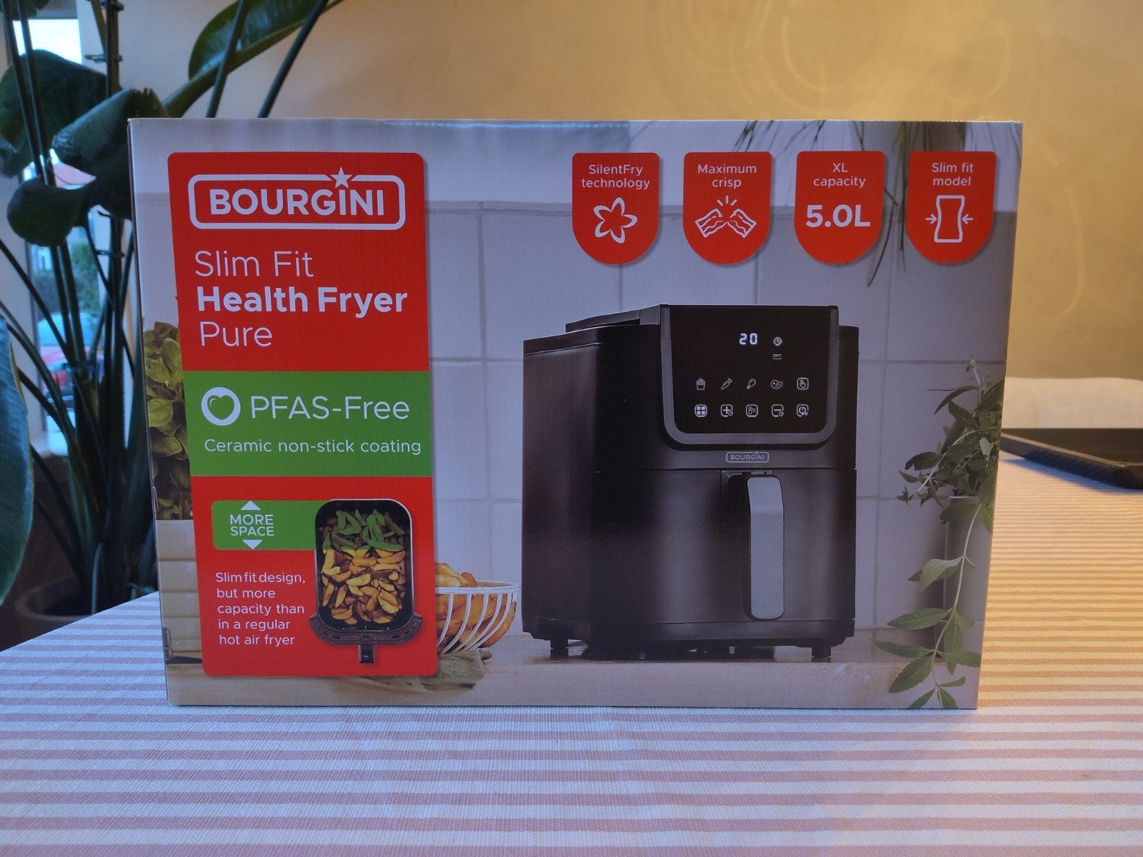 Bourgini Slim Fit Health Fryer Pure 5.0L - Nieuw in doos, Ophalen of Verzenden, Nieuw, Airfryer XL