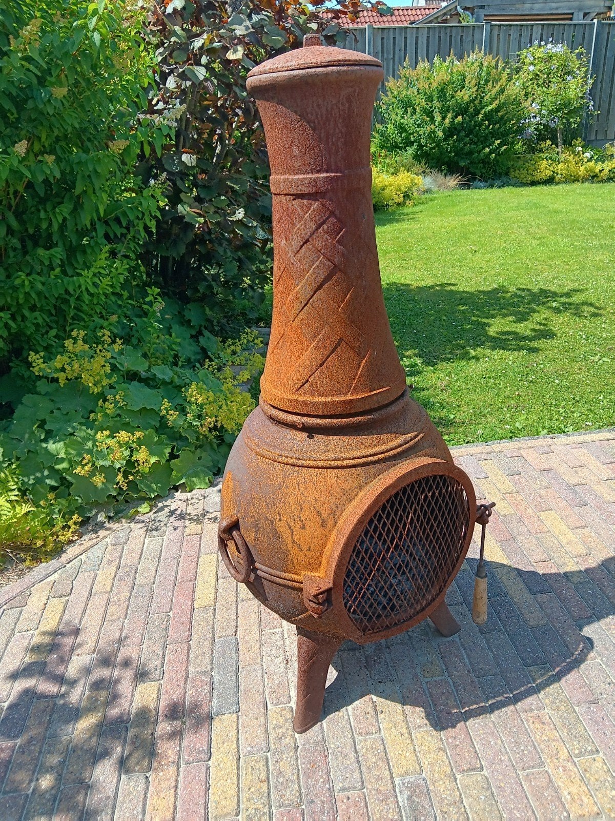 Rustieke gietijzeren vuurkorf - 1.05m hoog, Tuin en Terras, Vuurkorven, Ophalen, Gebruikt, Vuurkorf