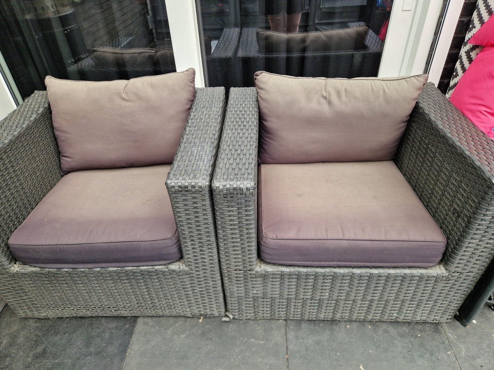 Loungestoelen 2 stuks, Tuin en Terras, Tuinsets en Loungesets, Ophalen, Gebruikt, Wicker, 2 zitplaatsen