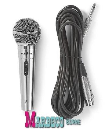 Dynamische microfoon vocaal XLR metaal zilver incl. 5m kabel, Nedis, Nieuw, Info@marbeco.nl, Zangmicrofoon