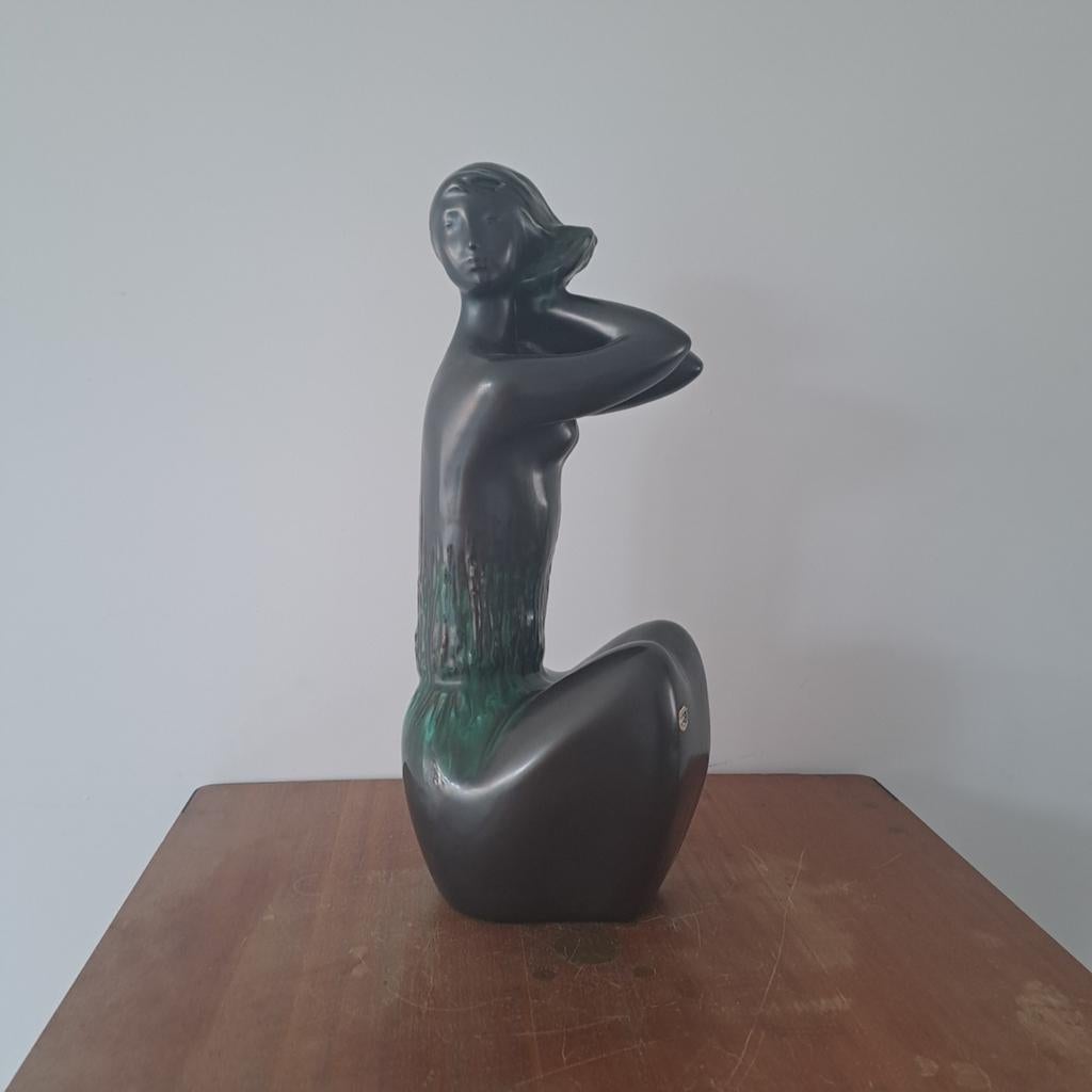 Vintage beeld vrouw - Jitka Forejtová, Ophalen of Verzenden, Handgemaakt, 20 - 50 cm, Steen of Keramiek