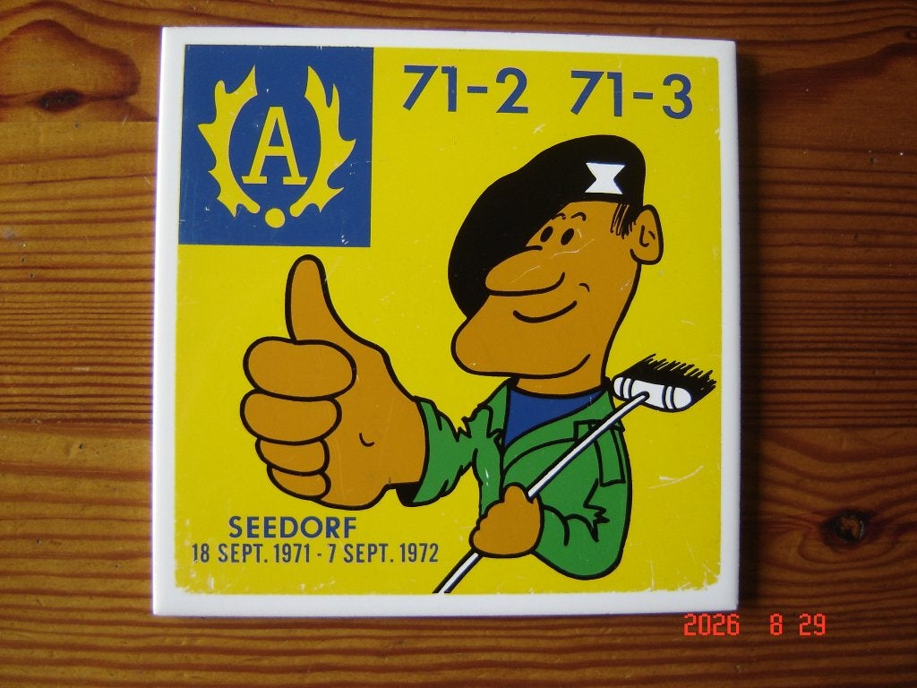 Seedorf, 18 Sept. 1971 _ 7 Sept. 1972. herinnering tegel., Ophalen of Verzenden, Landmacht, Nederland, Overige typen