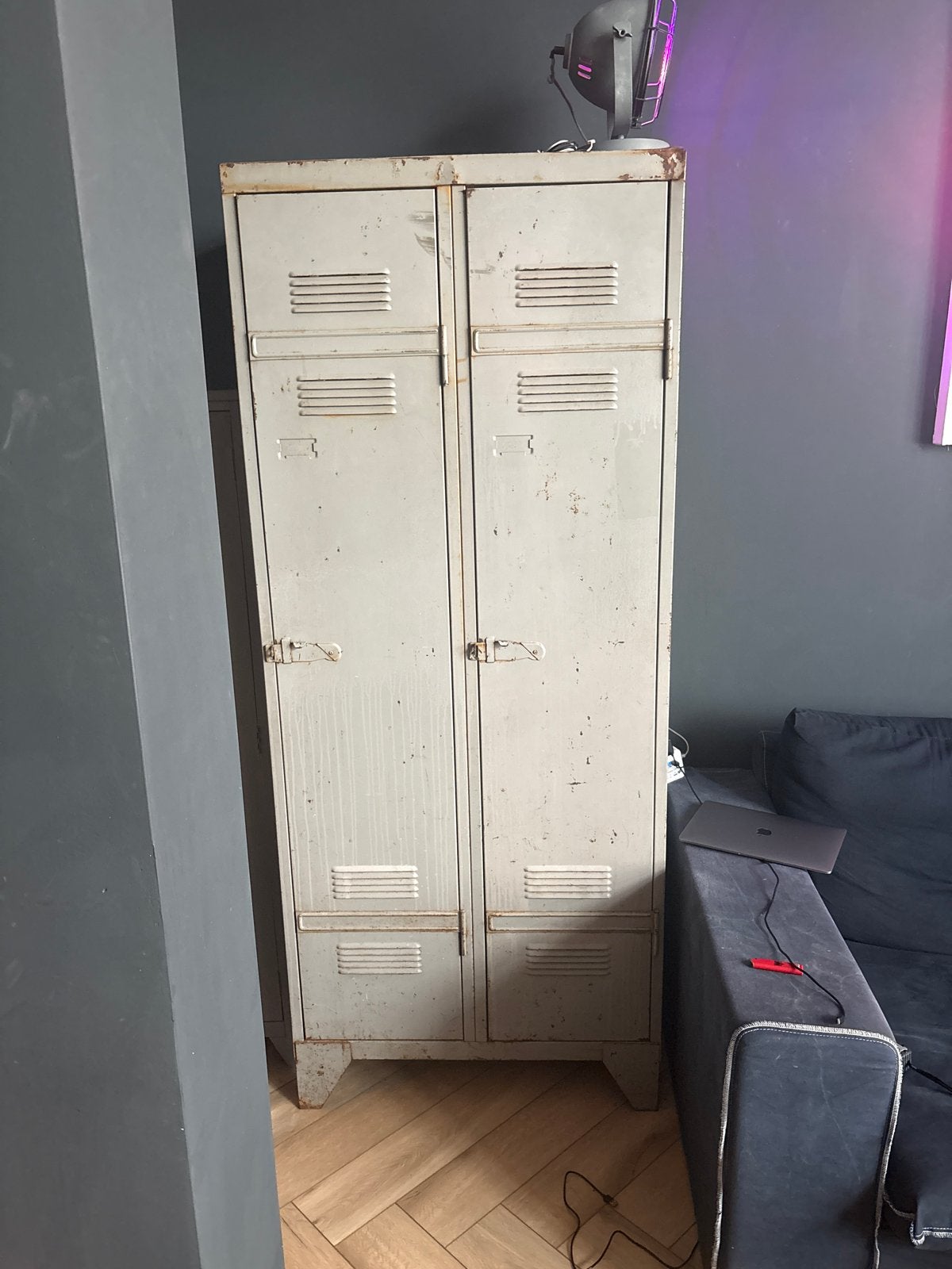 Vintage Industriële Metalen Locker Kast - Grijs, Ophalen of Verzenden, Gebruikt