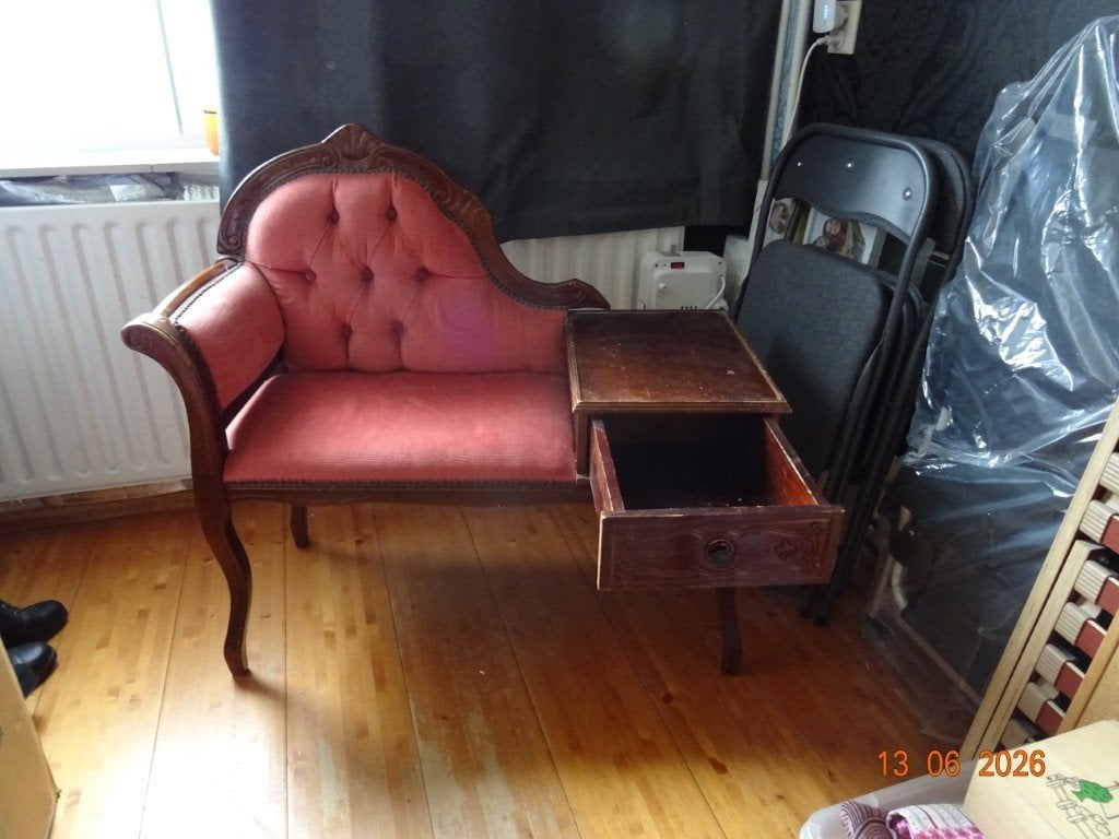 Vintage Queen Ann Telefoonbankje / Roddelbankje, Ophalen